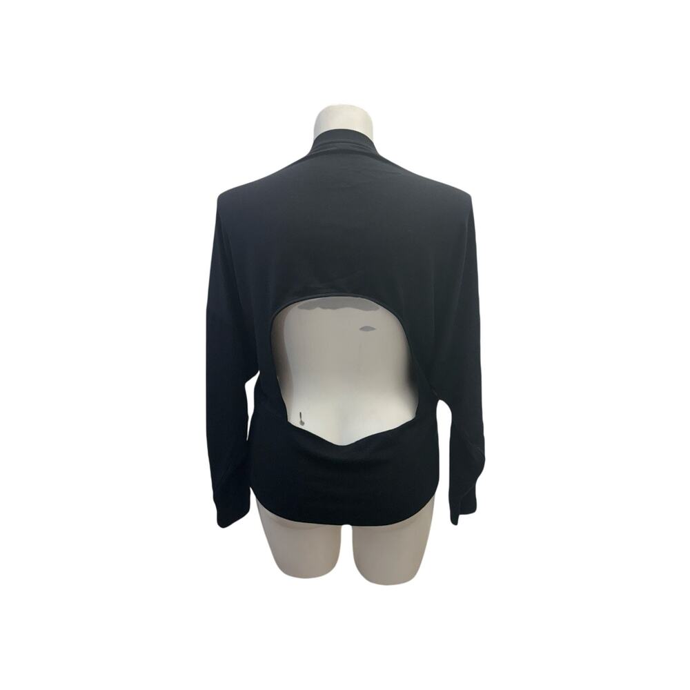 Express Open Back Top Black Long Sleeve Boxy Cutout Back Drop Sleeve Top NEW XL